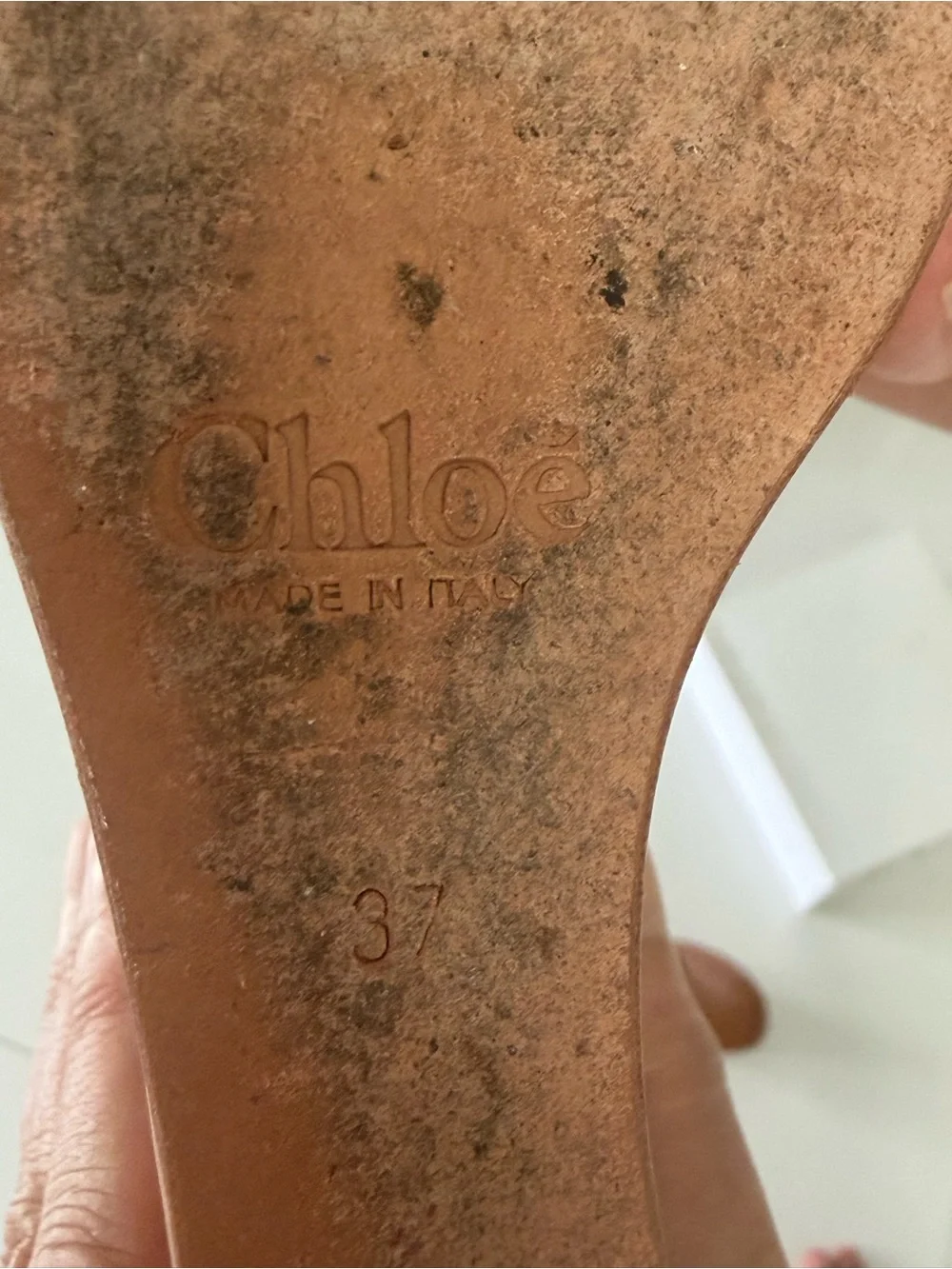 Chloé Tan‎ Leather Peep-Toe Platform Sandals
